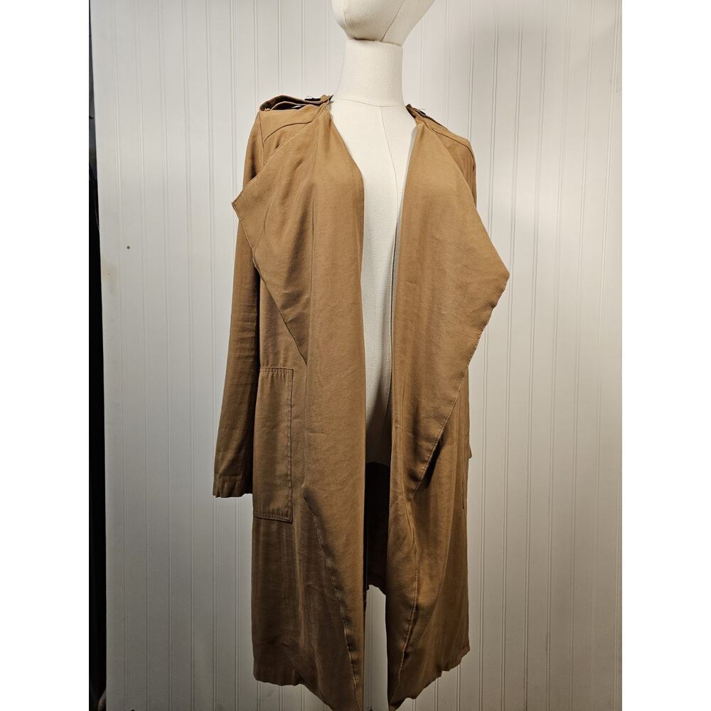 Elodie Drape Collar Long Duster Women's Size XS Brown Rayon